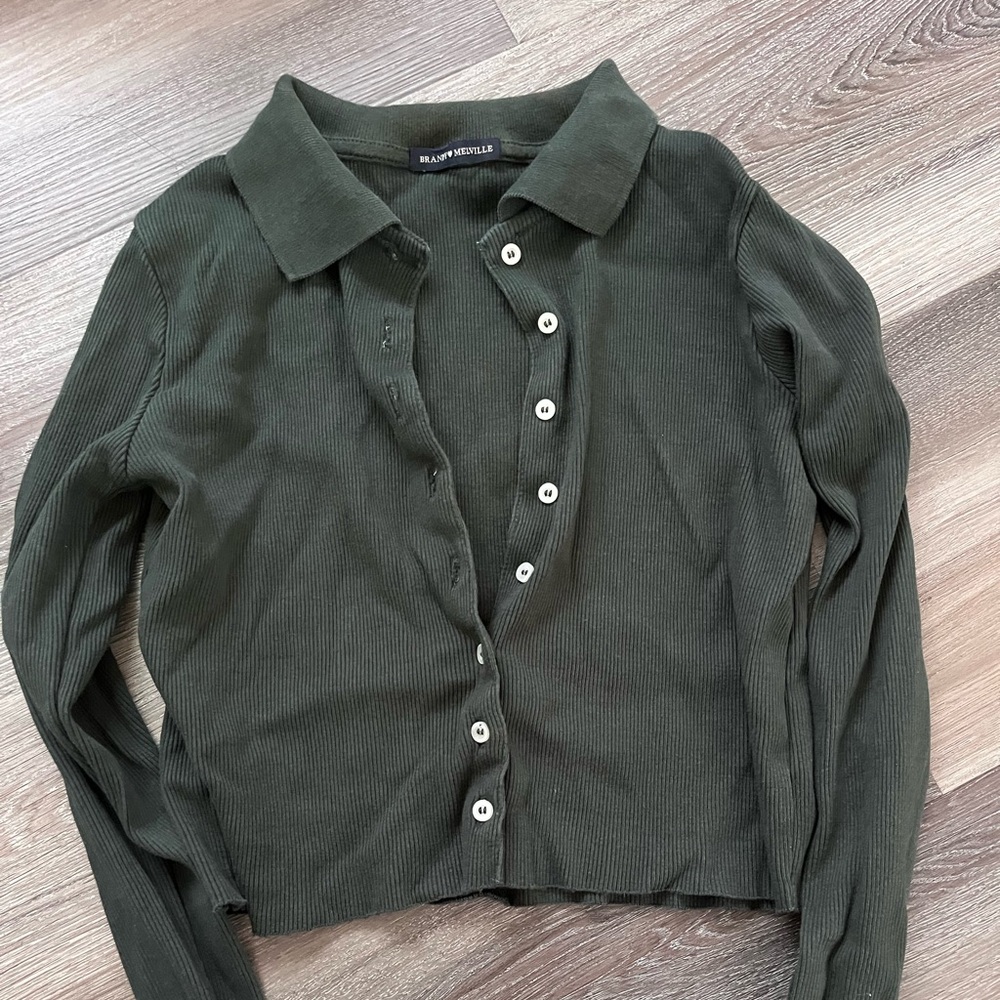 Green Brandy Melville top, buttoned down